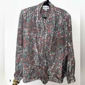 Vintage Colorful Patterned Blouse by Alfred Dunner Size One Size